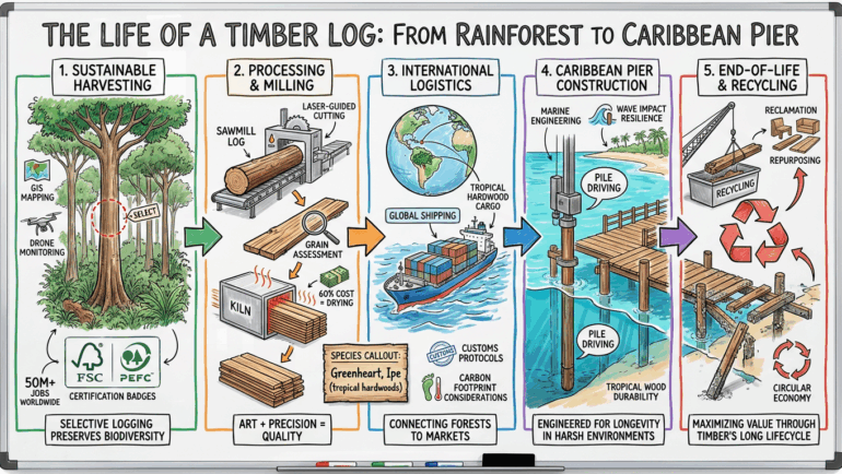 The Life of a Timber Log: From Rainforest to Caribbean Pier